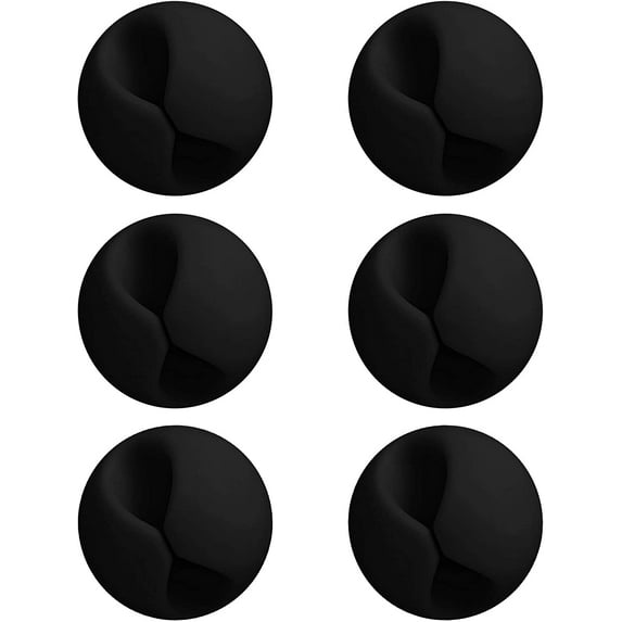 (Pack of 6) Cable Clips, Cord Keeper, Cord Management System with 3M Adhesive, Desktop Cable Organizer & Computer, Electrical, Charging or Mouse Cord Holder