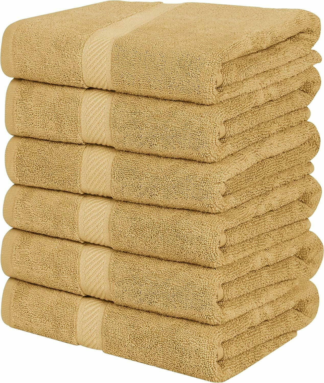 Pack 6 Cotton Bath Towels 22x44 Inch Super Absorbent  For Pool Spa