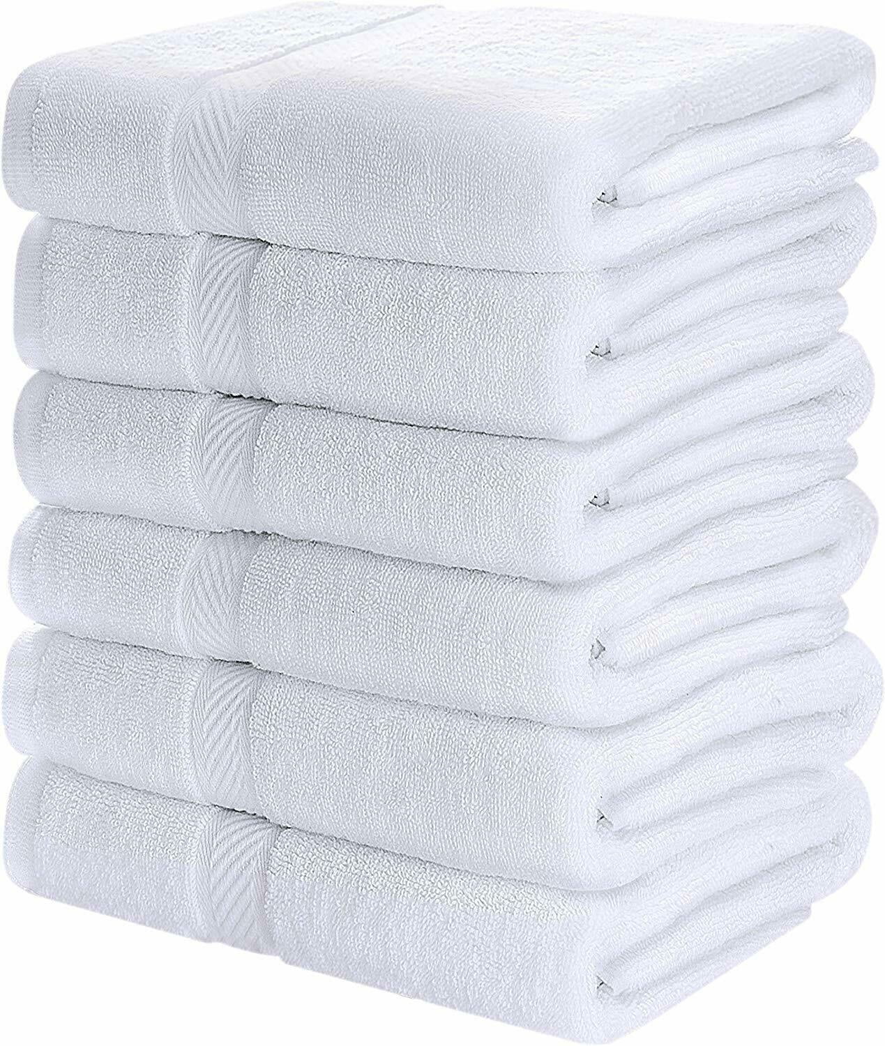 Pack 6 Cotton Bath Towels 22x44 Inch Super Absorbent For Pool Spa ...