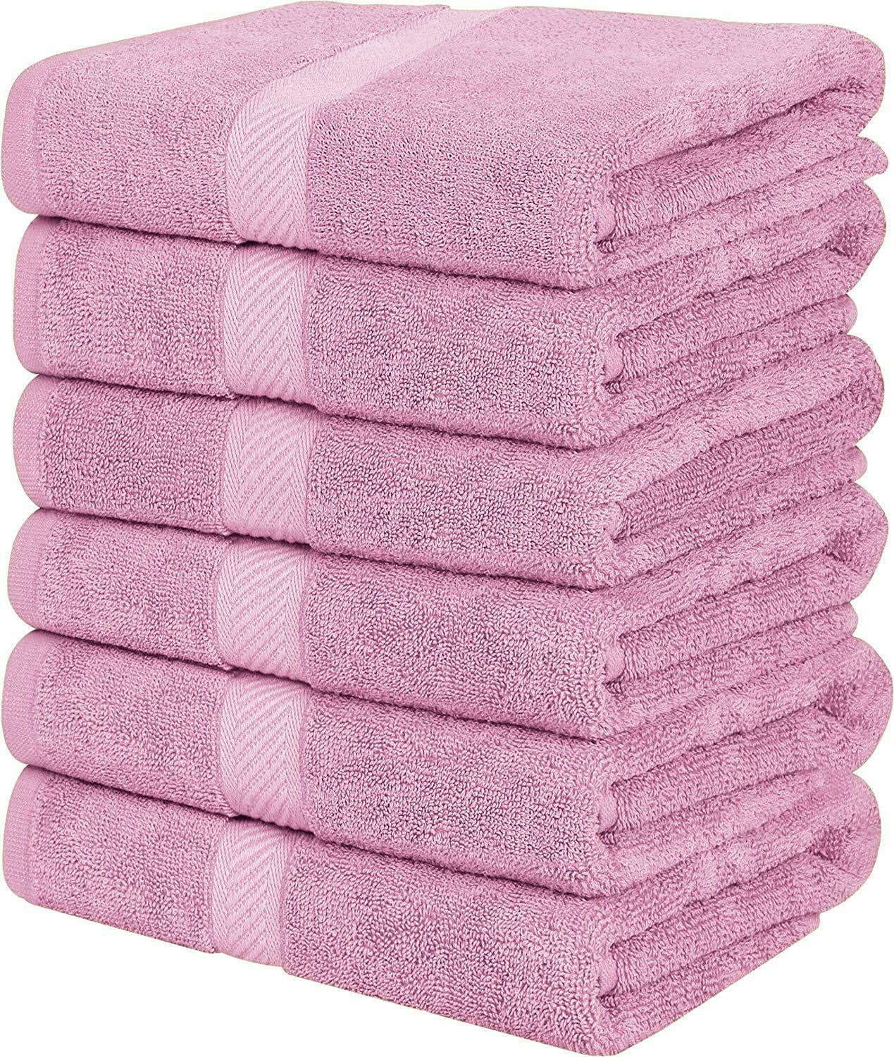 Pack 6 Cotton Bath Towels 22x44 Inch Super Absorbent  For Pool Spa