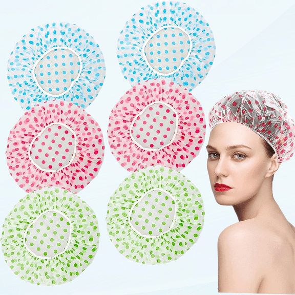 Pack of 6 Disposable Shower Caps for Women Uk,Plastic Shower Caps,Large Shower Cap,Shower Cap Men and Woman,Perfect Shower Caps for Long, Short and Curly Hairs,Shower Can Prevent Hair from Getting Wet