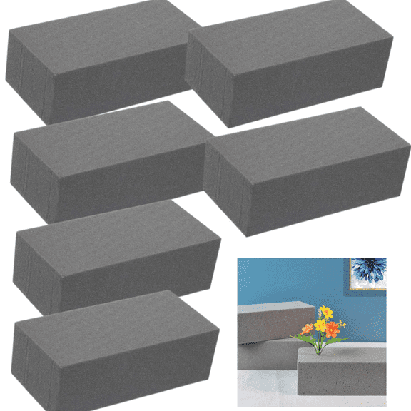 Pack of 6 Dry Floral Foam Blocks, Florist Foam Blocks for Artificial Flower Arrangements, Flower Foam Blocks for Crafts & Weddings Florist Foam Supplies - 8.9" L x 4.1" W x 2.7" H
