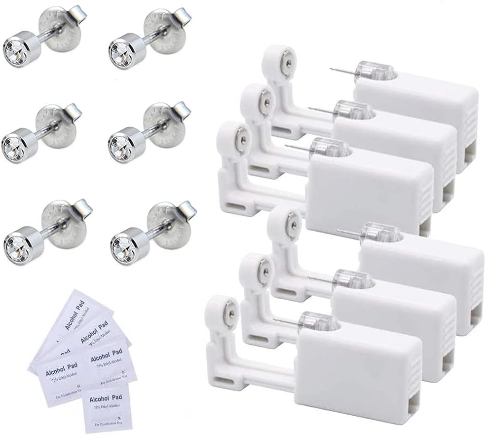 Pack of 6 Ear Piercing Gun, Disposable Sterile Safety Ear Nose Piercing