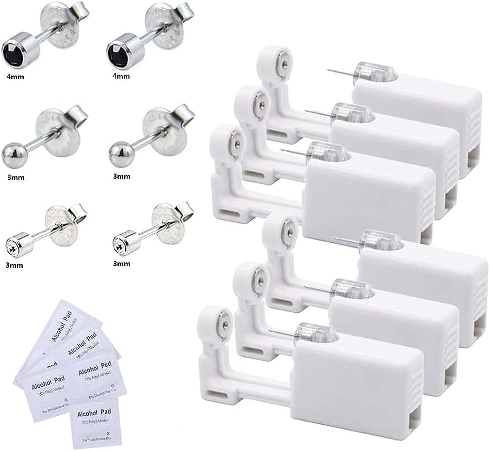 Pack of 6 Ear Piercing Gun, Disposable Sterile Safety Ear Nose Piercing