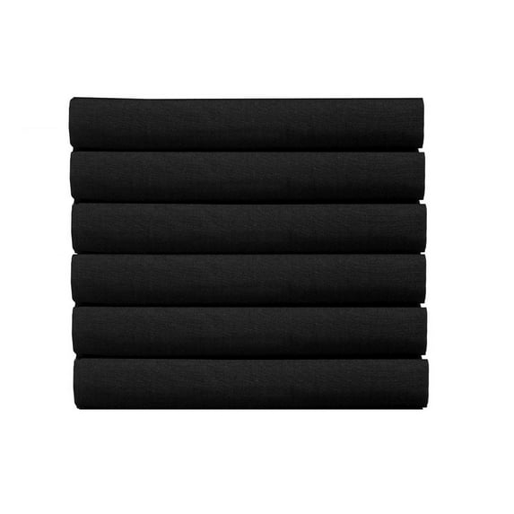 Pack of 6 - Flat Sheet (Cal King Size, Solid Black) 650-Thread-Count 100% Natural Cotton - (Available in Bulk/Dozen) Best for Hotel, SPA, Hospitals - Wrinkle, Fade and Stain Resistant
