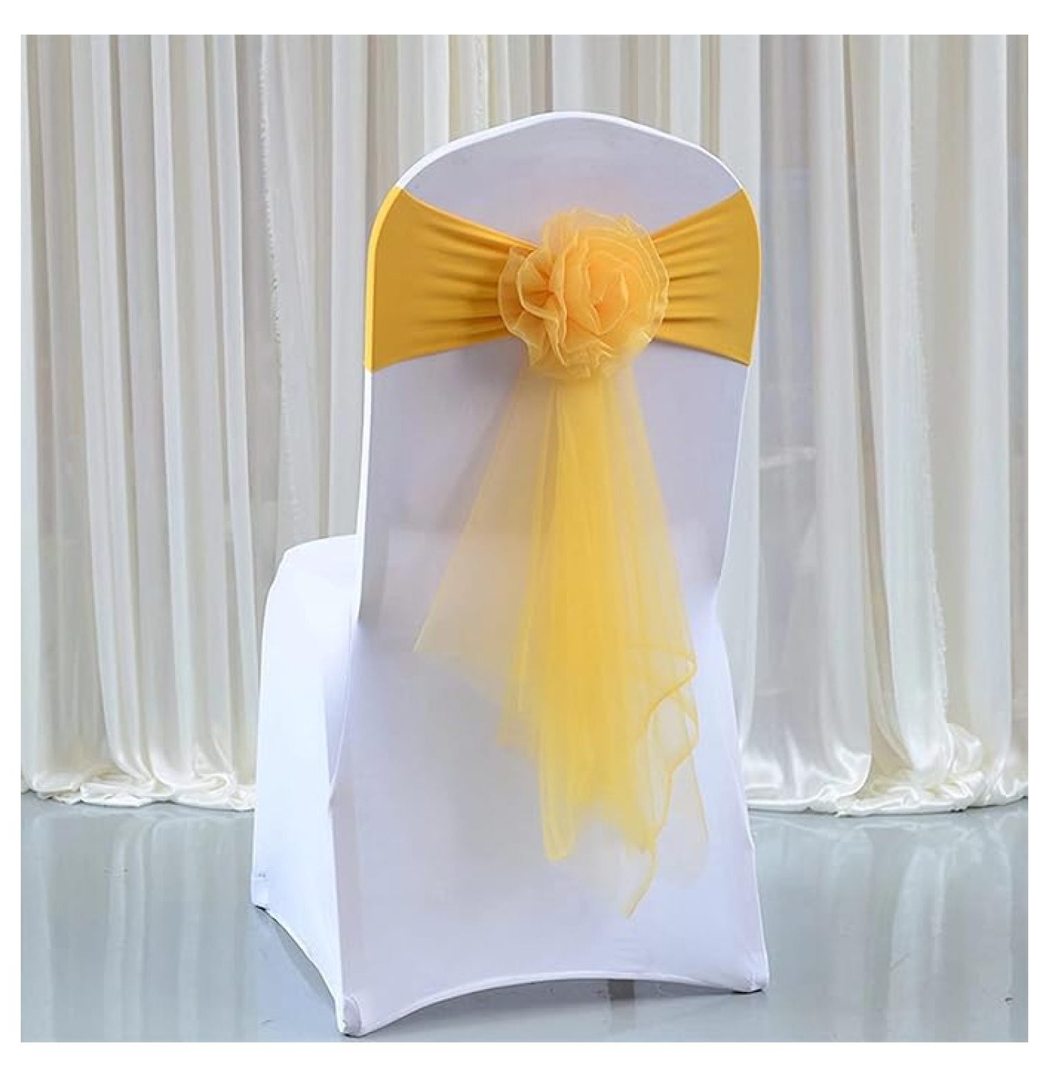 Stretch Organdy Ribbon Pack of 6 Flower Chair Belt Spandex Stretch Chair Sashes, Organza ...