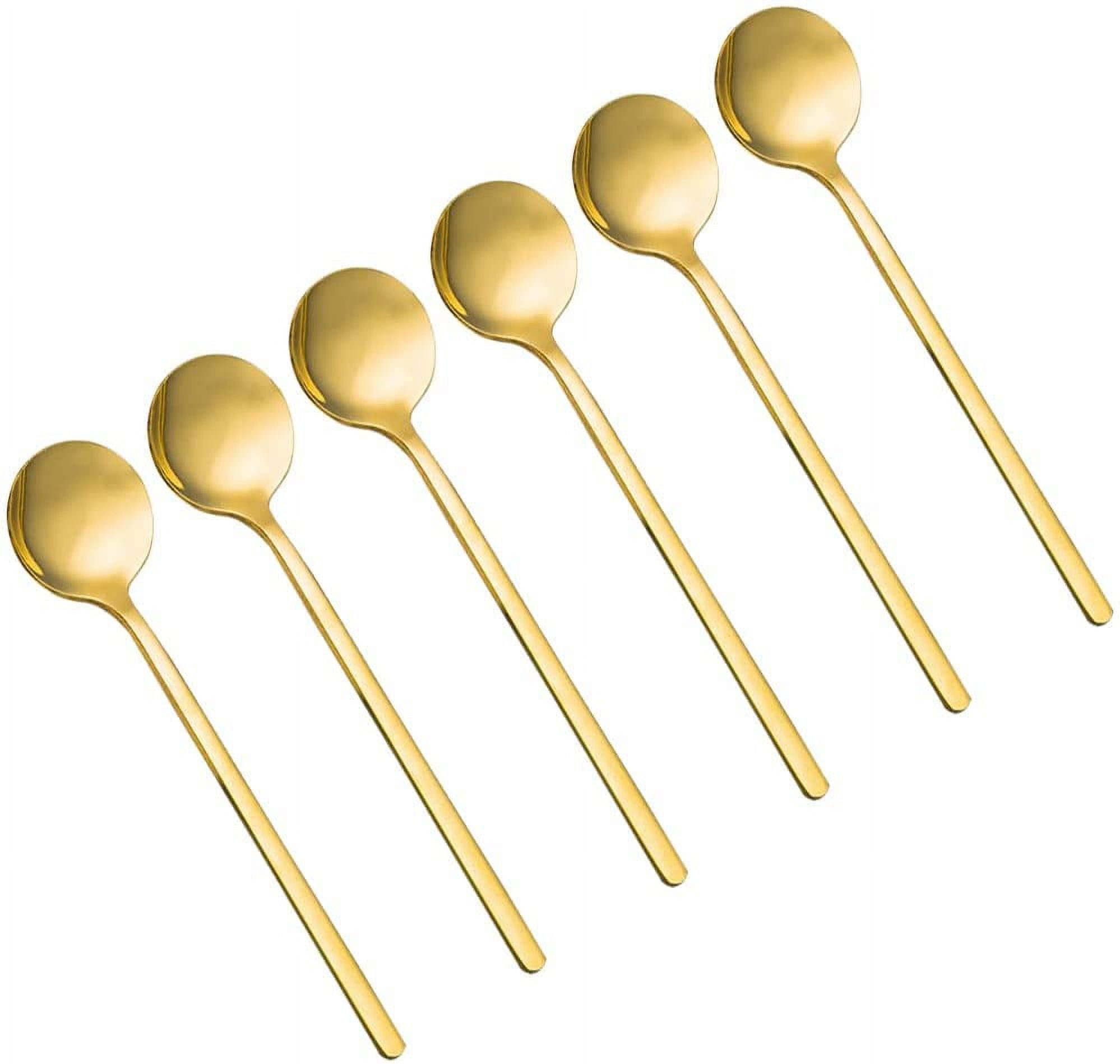 Pack of 6, Gold Plated Stainless Steel Espresso Spoons,DaKuan Mini