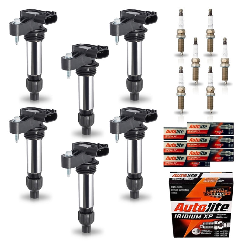 Pack 6 ISA Ignition Coil and Autolite Iridium Spark Plug For 3.6 V6 2010-16 Compatible with Buick Chevy Cadillac Malibu Allure Enclave ATS CTS SRX STS Camaro Impala Terrain for UF569 XP5263