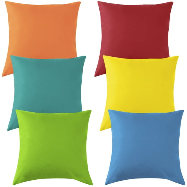 Pack of 6 Outdoor Throw Pillow Covers 18x18 Inch Waterproof Patio