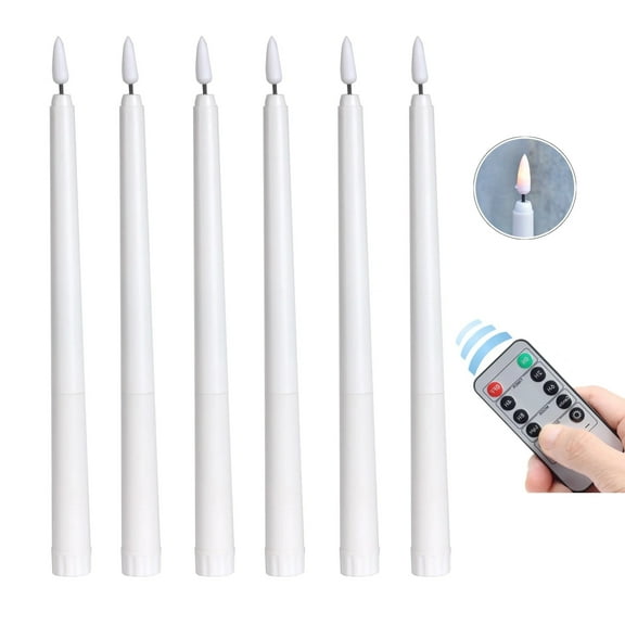 Pack of 6 Pcs  11" Ivory Taper Flameless LED Faux Candle Lights with Remote and Timer, Battery Operated Flickering Tall Candlesticks for Christmas Home Wedding Decor