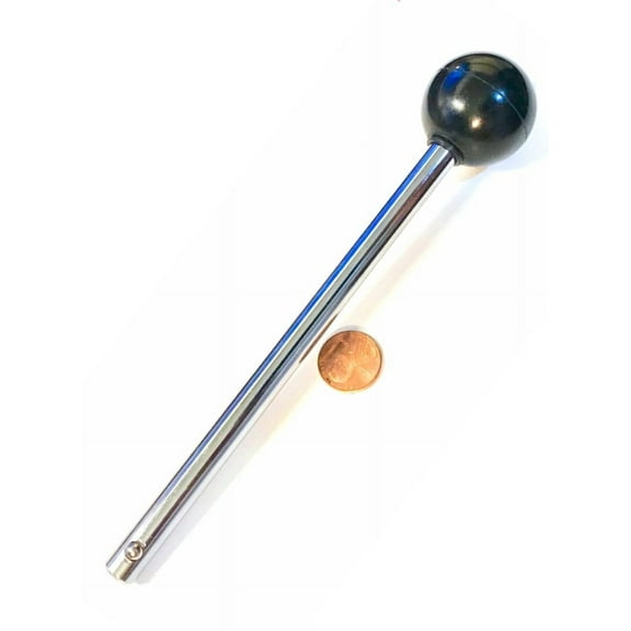 (Pack of 6) Pin, Tensile - Universal Weight Stack SELECTOR KEY - 3/8" Diameter | 4 1/4" Locking Space | DETENT Hitch PINS (w/ BRONZE threaded Insert n JUMBO BLACK Round Knob of 1 3/8" Dia)