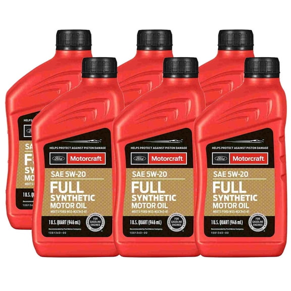 Pack of 6 Quart Motorcraft Motor Oil OEM Full Synethetic 5W-20 SAE Replacement For Ford Bronco 2.7 3.0 2.7L 3.0L V6 21 22 23 24 2021 2022 2023 2024 XO5W30Q1FS
