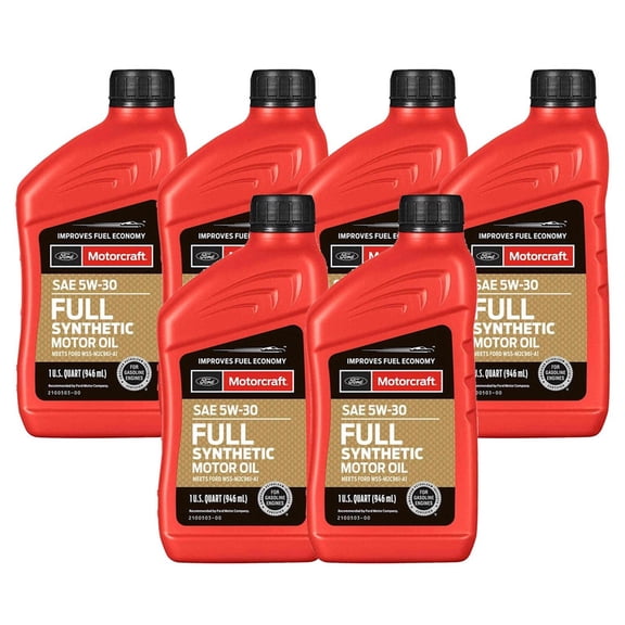 Pack of 6 Quart Motorcraft Motor Oil OEM Full Synethetic 5W-30 SAE Replacement For Ford Mustang Transit Explorer F-150 Expedition Flex Escape Edge Fusion 3.0 3.2 3.3 3.5 3.7 5.0 V6 V8 XO5W30Q1FS