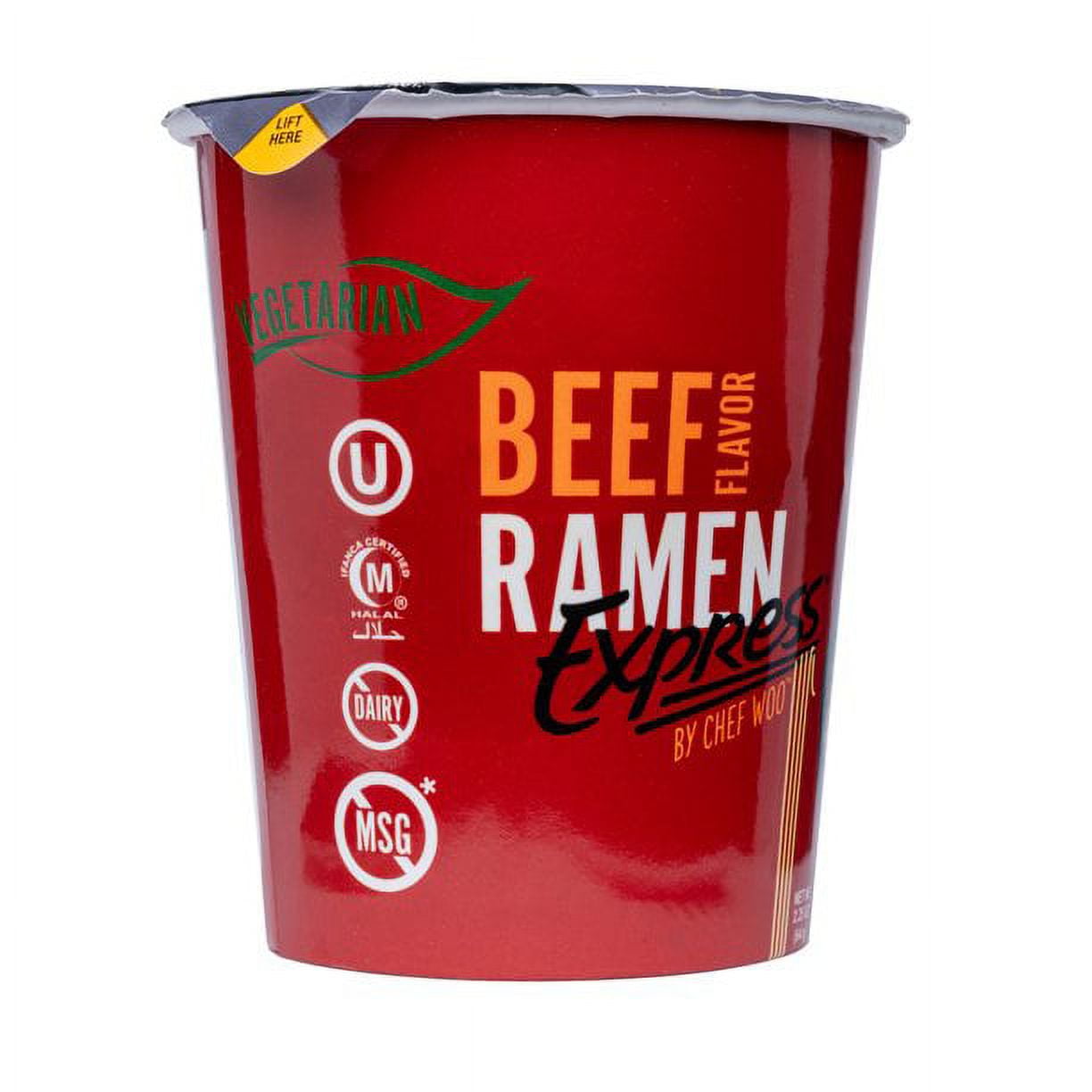 (Pack of 6) RAMEN EXPRESS Beef Flavor Ramen Cup Noodle, 2.25 Oz Each