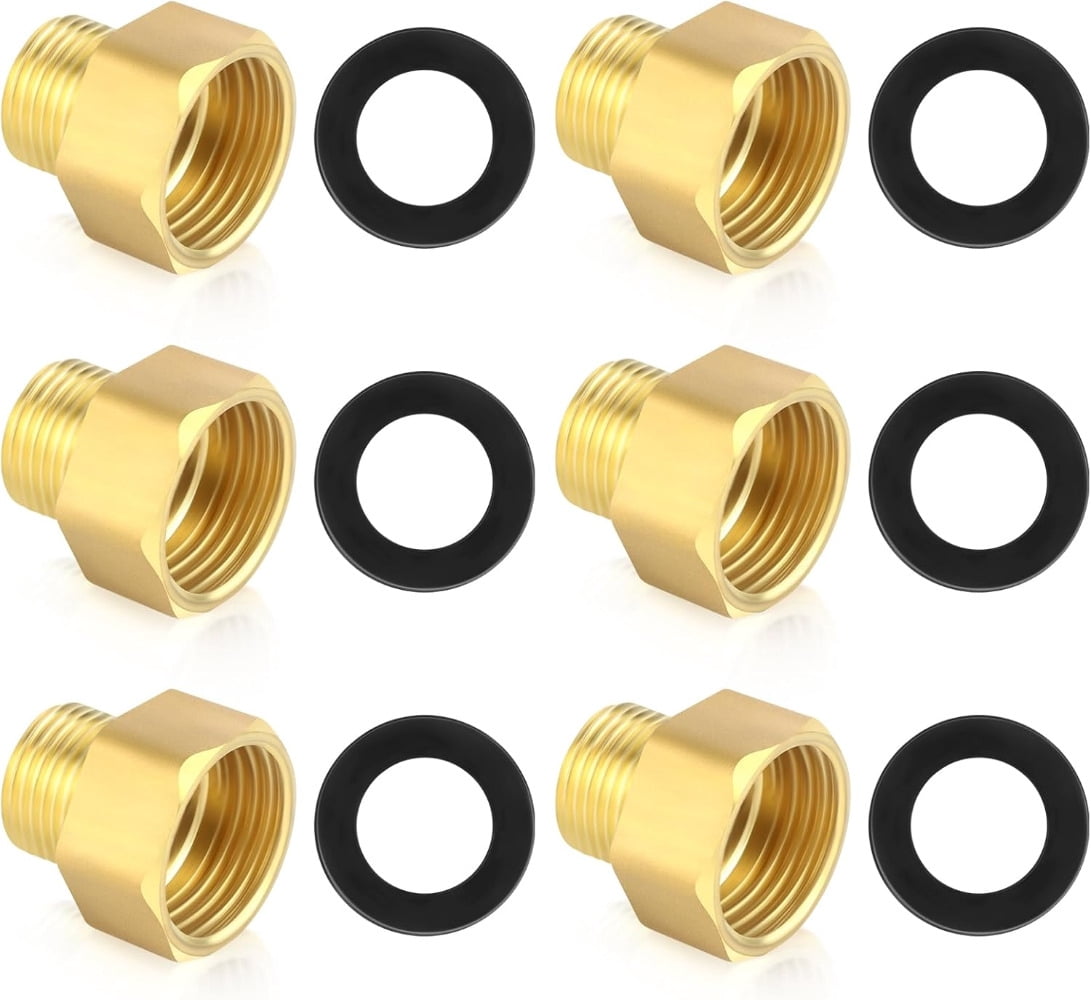 Pack of 6 Reducer 1/2 to 3/8 Inch, Brass Reducer Adapter with 6 Rubber ...