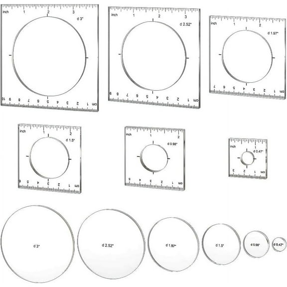 Pack of 6 Router Templates Circle Inlay Templates Clear Drawing Scale Rulers Acrylic Router Jig Template Decorative Templates Sewing Measuring Tool Set for Woodworking Craft Making