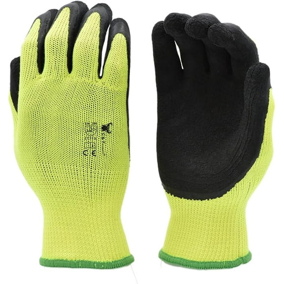 Pack 6 Rubber Latex Double Coated Work Gloves