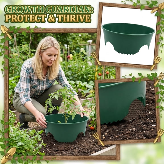 Pack Of 6, Sturdy Polypropylene Garden Plant Growth Protection Rings, Water Channeling Weed Barrier Ground Border Rings For Outdoor Landscaping And Gardening For Household--