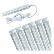 (Pack of 6)T8 4FT LED Integrated Tube Light Fixture, 24W Shop Light with ON/Off Switch Power Cord,6000K Supper White,Clear Cover,Single Strip Indoor Connectable Lamp,Replace Fluorescent Bulb Light