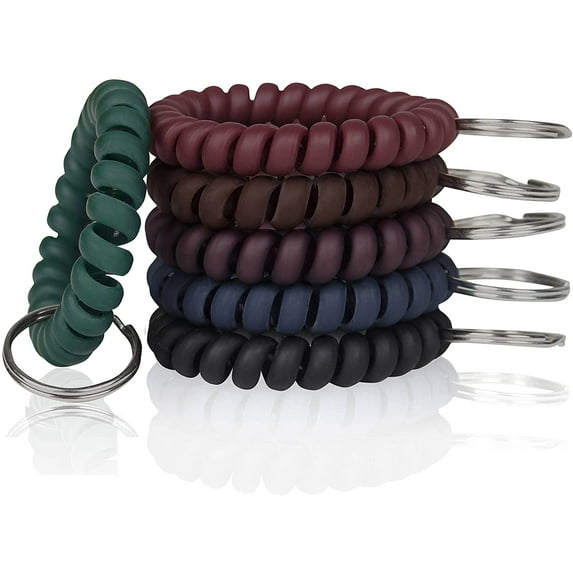 Pack of 6 Wrist Keychain Spiral Stretchable Plastic Coil Wrist Key Holder Stretch Wristband Elastic Stretchable Spiral Bracelet Key Holder Key Ring for ID Badge Sauna Outdoor Sport