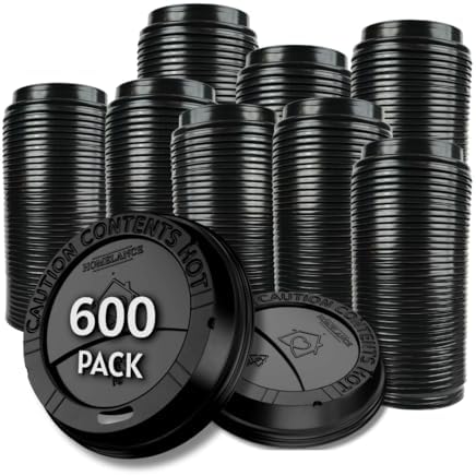 JUNXIAO-Pack Of 200, Black Disposable Coffee Cup Lids, Coffee - View #2