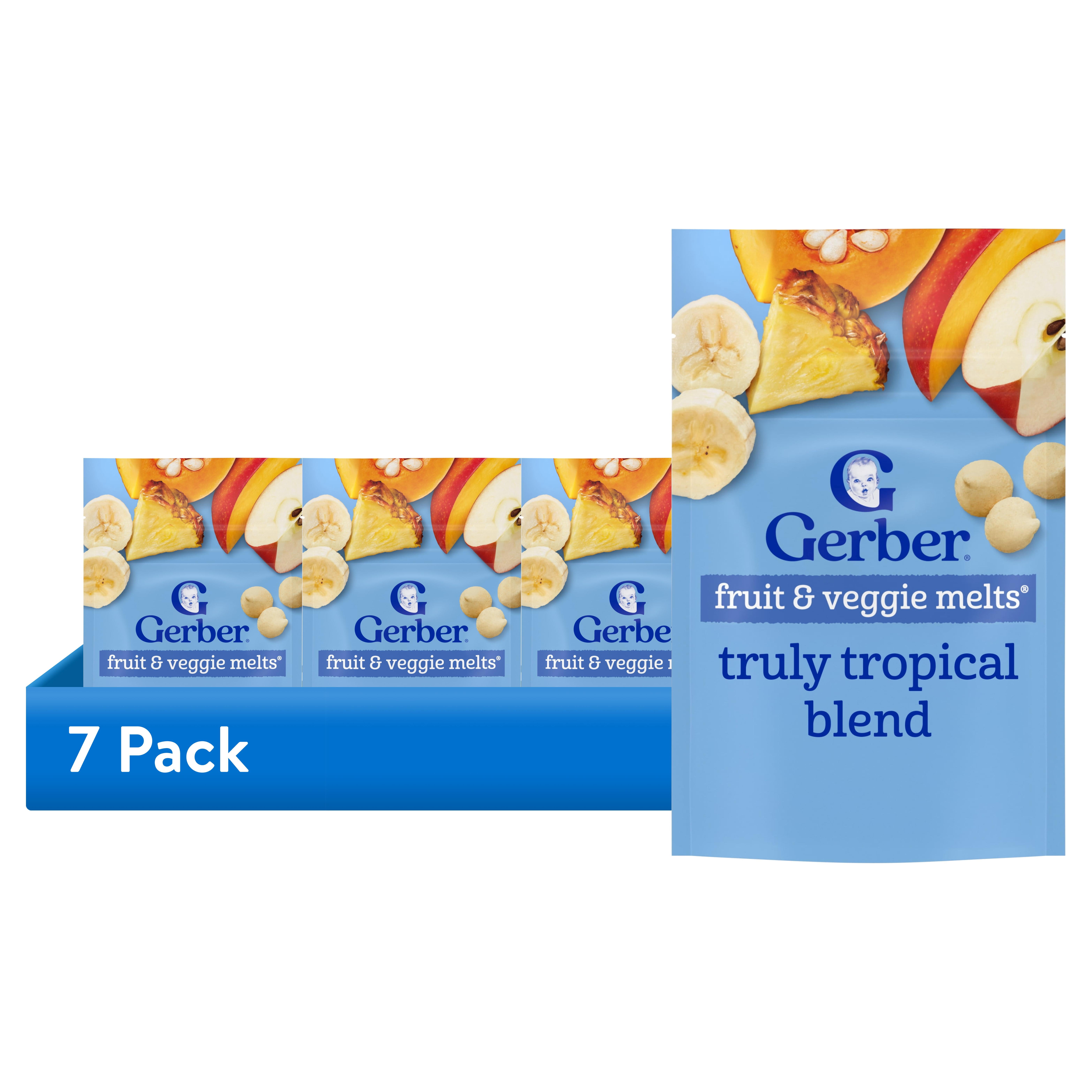 (7 pack) Gerber Snacks for Baby Fruit & Veggie Melts Baby Snack, Truly Tropical Blend, 1 oz Bag