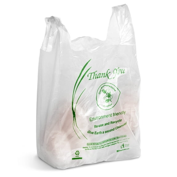 Pack of 700 Thank You Plastic Bags 12 x 6 x 22. White Carry-Out T-Shirt Bags 12x6x22, Thickness 18 Micron. Preprinted Shopping Bags. Durable Poly Bags for Retail Stores, Restaurant, Clothes.
