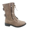 thumbnail image 1 of Pack-72 Women's Mid Calf Zipper Low Heel Combat Military Lace Up Boots Shoes, 1 of 2