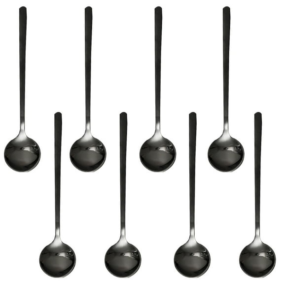 Pack of 8, Black Stainless Steel Espresso Spoons, SourceTon Mini Teaspoons Set for Coffee Sugar Dessert Cake Ice Cream Soup Antipasto Cappuccino, 5.3 Inch