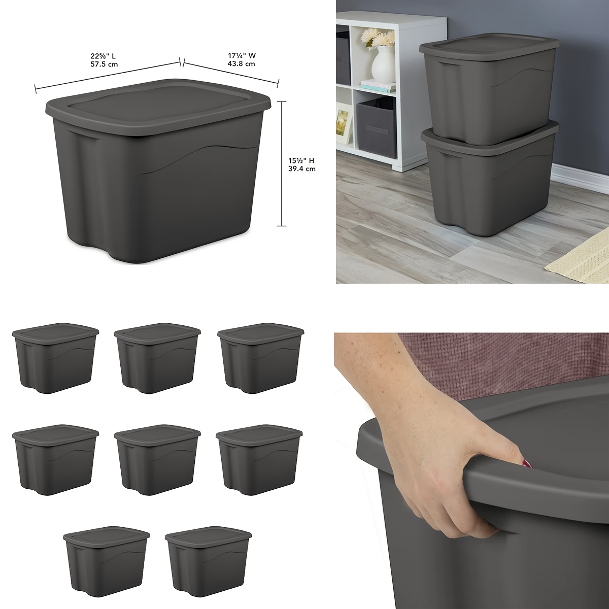 Stackable Storage Bins Bulk Pack of 8 Bulk 18 Gallon Heavy-Duty Plastic Storage Bins with Lids ...