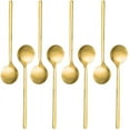 thumbnail image 1 of Pack of 8, Gold Plated Stainless Steel Espresso Spoons, Mini Teaspoons Set for Coffee Sugar Dessert Cake Ice Cream Soup Antipasto Cappuccino, 5.2 Inch, 1 of 7