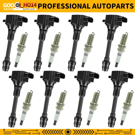 Pack of 8 Ignition Coils UF510 and 8 Iridium Spark Plugs For 2004 2005 2006 2007 Nissan Armada Titan Pathfinder Infiniti QX56 5.6L V8 Replaces 22448-7S015 C1483 4469 XP5325
