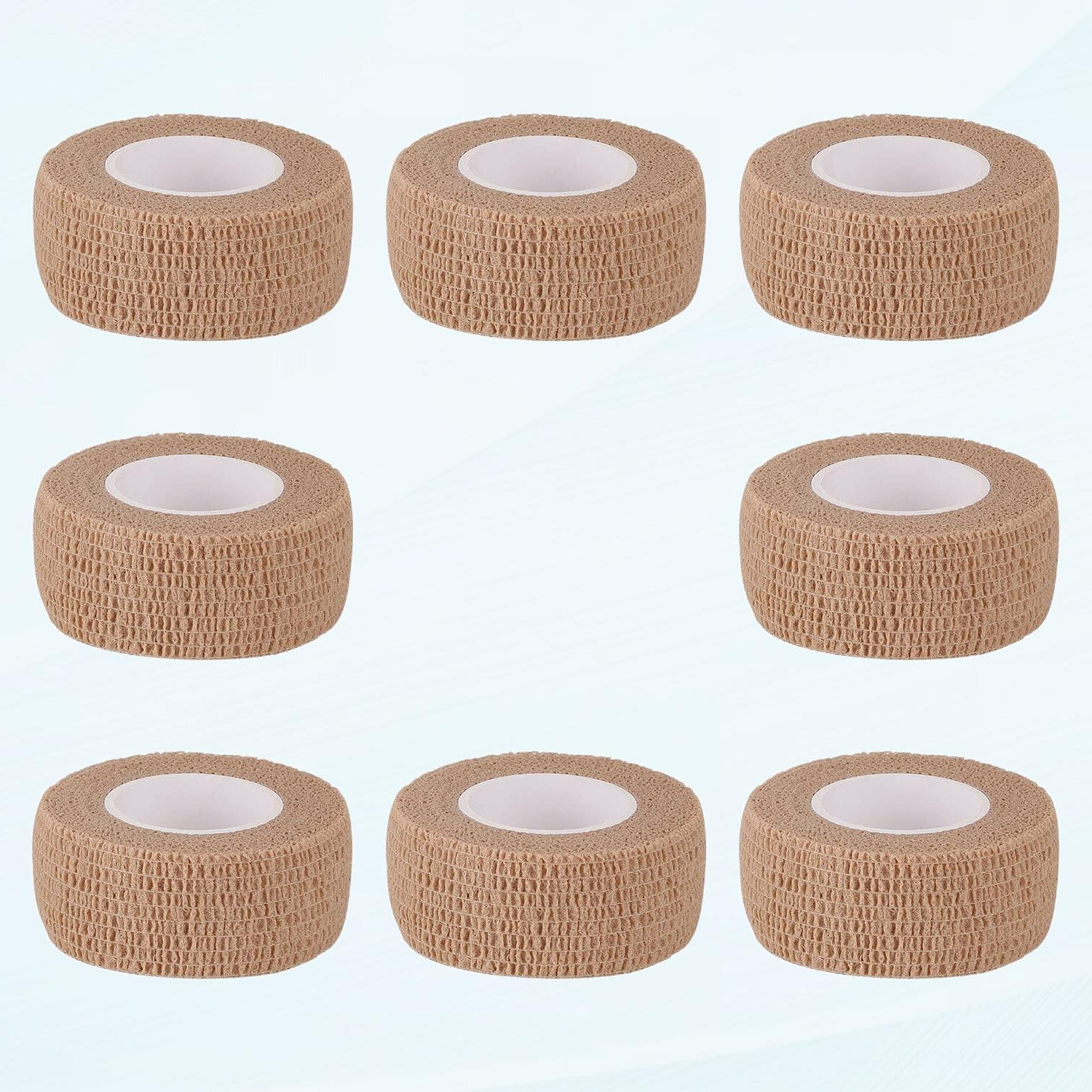 Pack 8 Pack 1" x 5 yds Self-Adhesive Bandage Pack Breathable Adhesive Bandage Wrap Rolls Sports Elastic Self-Adhesive Wrap Tapes (Beige)