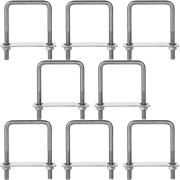 ABOURT Square U-Bolt 304 Stainless Steel 8-Pack 2-1/2" Inner Width x 3.94" Length