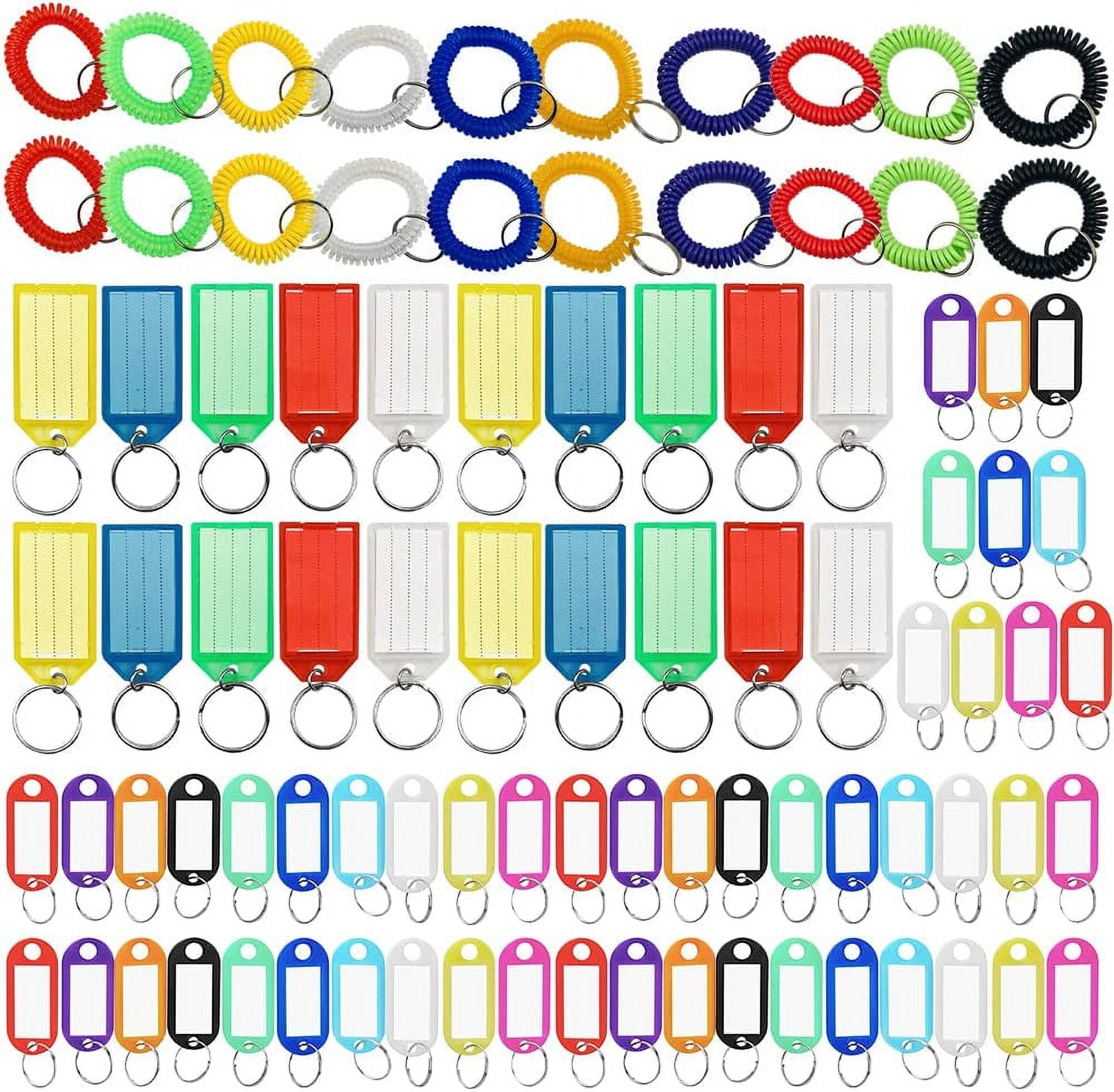 Pack of 90 Wrist Coil Keychains and Tough Plastic Key Tags, DaKuan 20  Stretchable Plastic Wrist Keychains and 70 Key Tags with Labels, for  Identification and Prevention of Keys Falling off 
