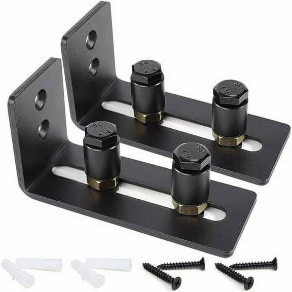 Pack Adjustable Floor Guide Rollers for Sliding Barn Door, Black, Super Smooth and Quiet, Easy to Install (2 Rollers), Fits All Door Sizes