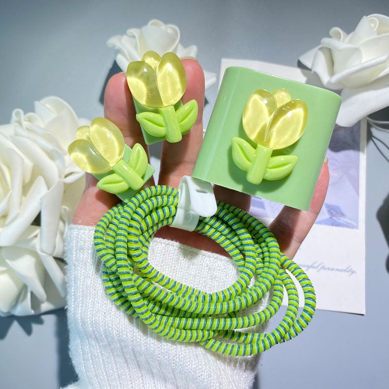 VizGiz 12 Pack Charging Cable Protector Cable Management Organizer Protective Spiral Tube Wire Protectors Cord Sleeve Line Saver For Apple IPhone IPod IPad MacBook Tablet IWatch Android Charger Phone