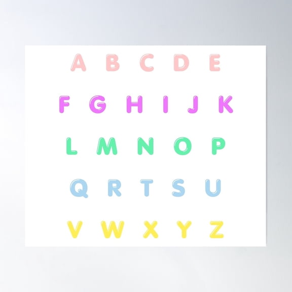 Pack Alphabet Letters In Candy Colors Poster Wall Art, Modern Wall Decor For Living Room Bedroom, 12x18 UNFRAMED