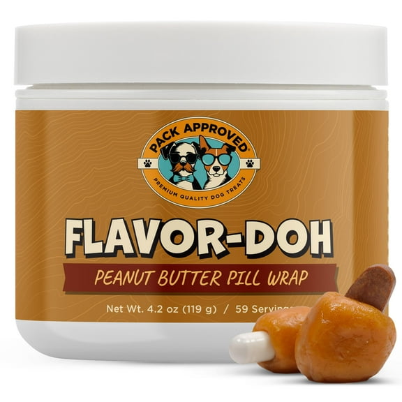 Pack Approved Flavor-Doh - Flavored Pill Wrap for Dogs to Hide Capsules, Mold Pockets, and Create Pill Treats for Dogs - Easy-to-Use Treat Paste for Pet Medicine - Peanut Butter (4.2oz)