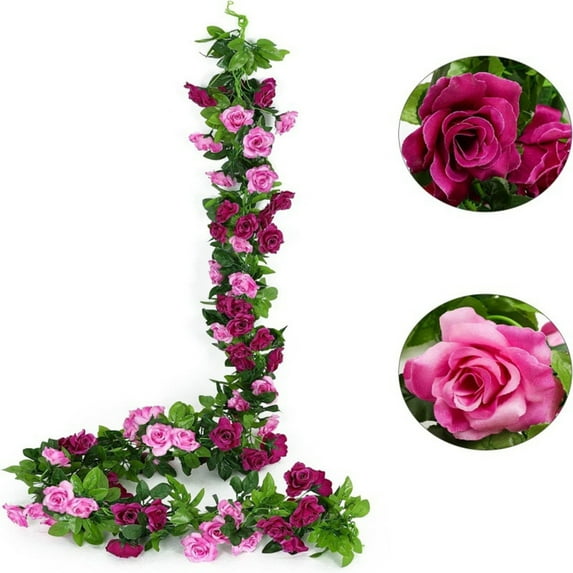 Pack Artificial Flower Garlands Fake Rose Vines Silk Flowers Hanging Rose Ivy For Wedding Arch Party Home Garden Wall Decor