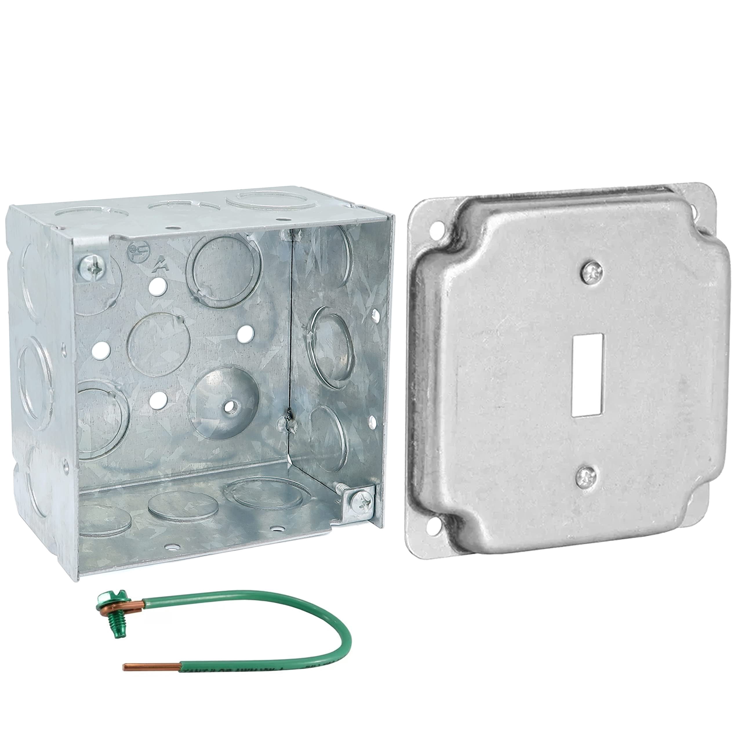 Pack of Box and Cover 4'' Square Electrical Box, Toggle Switch Exposed ...