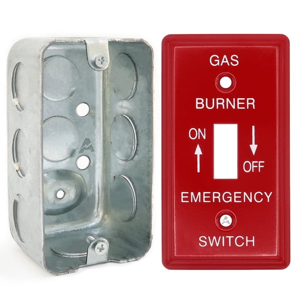 Pack of Box and Cover 4x2 Inch Utility Electrical Box, Outlet Box, Emergency Gas Shut-off Toggle Switch Cover, Drawn Construction, Ten 1/2 Inch Knockouts, Raised Ground, 1-7/8" Deep, 13 Cu. In...