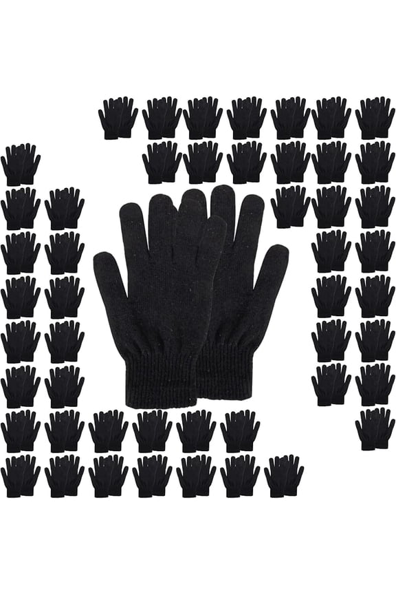 Pack Bulk Wholesale Adult One Size Knit Stretch Cold Winter Weather Gloves for Men, Women, Homeless