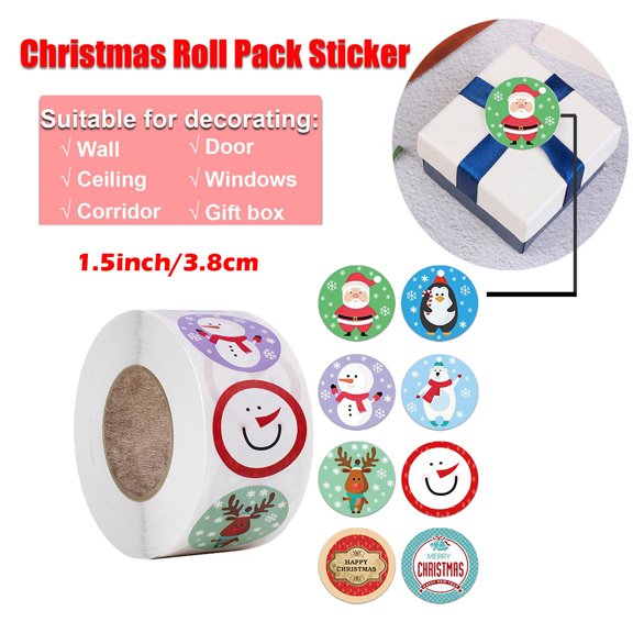 Pack Christmas 500 Posts Roll 1 Gift Christmas Decorating Gift Sticker Holiday Wall Sticker/ Christmas Stickers 500Pcs/Roll 1.5Inch