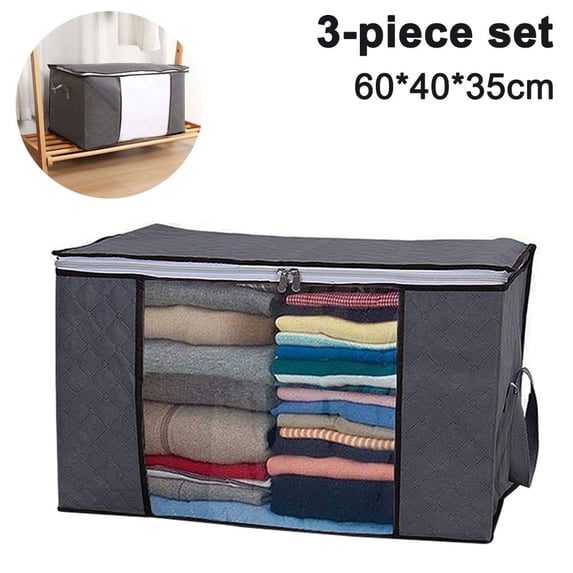 Pack Clothes Storage Bags, Large Capacity Clothing Closet Organizer for King Comforters, Blankets, Duvet and Quilt with Reinforced Handle, Clear Windows and Sturdy Zipper-Grey