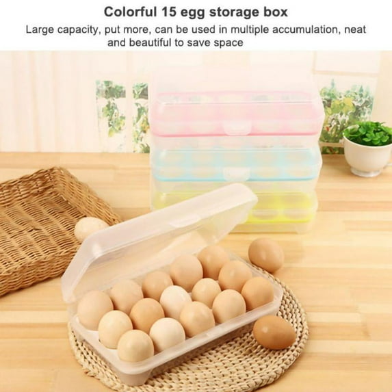 Pack Covered Holders For Refrigerator,Clear Deviled Tray Storage Box Dispenser Stackable Plastic Containers(15 Eggs)