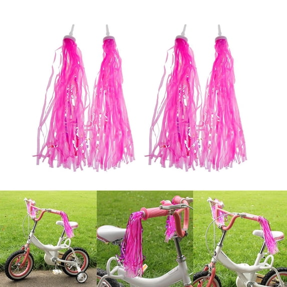Pack Handlebar Streamers - Handle Bar Tassels Decoration - Easy Attachment to Cycle's Handlebars for Kids Girls Bike Pink