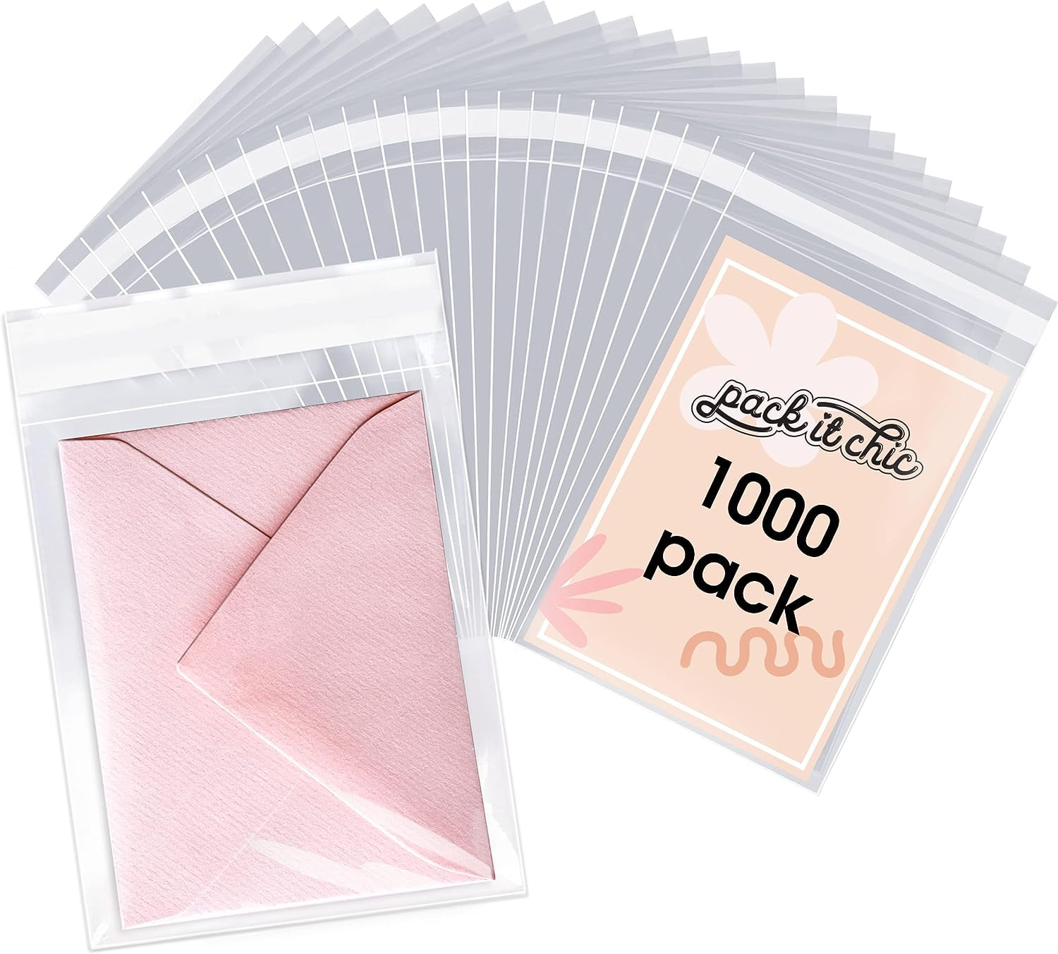 Pack It Chic - 4” x 6” (1000 Pack) Clear Resealable Polypropylene Bags - Fits 4x6 Prints Photos A1 Cards Envelopes - Self Seal