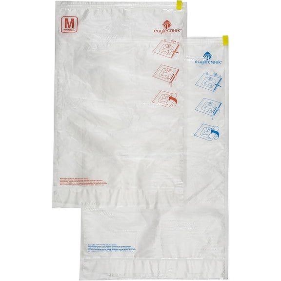 Pack-It Compression Bags for Travel Set - Featuring One-Way Pressure Valve & Zip - For Efficient Travel Bag Packing - Water Resistant - Clear - Medium/Large