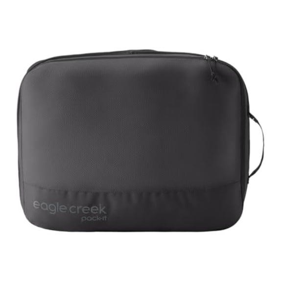 Pack-It Reveal Expansion Cube - Adjustable Storage Expansion Cube for Travel - Durable Compression Zipper - Water-Resistant - Translucent Fabric - Sustainable - Large - Black